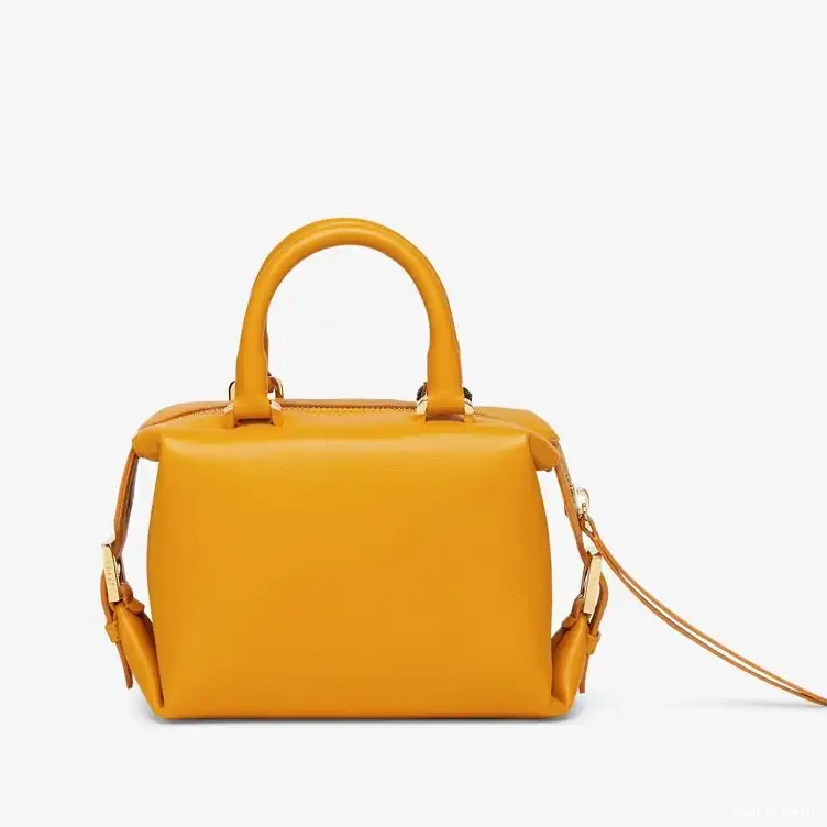 Affordable HOT Leather Nappa FF Bag Cube Yellow Mini Fendi In 0516